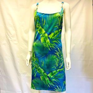 FOREVER 21 NWOT FULLY LINED SUMMER DRESS WITH METAL GOLD TONE STRAPS